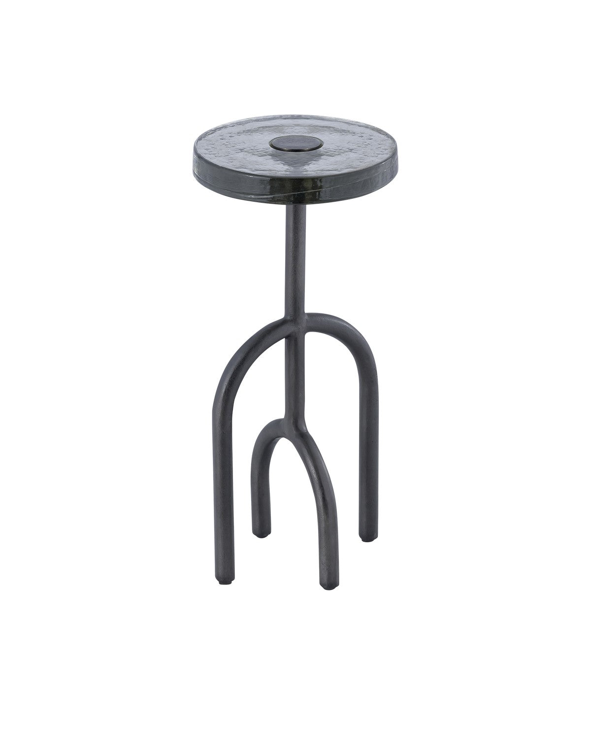 Currey and Company Drinks Table in Black Nickel / Clear finish