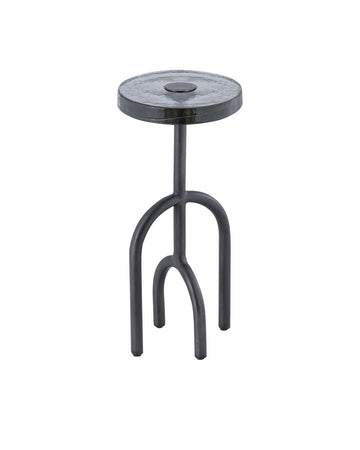 Currey and Company Drinks Table in Black Nickel / Clear finish