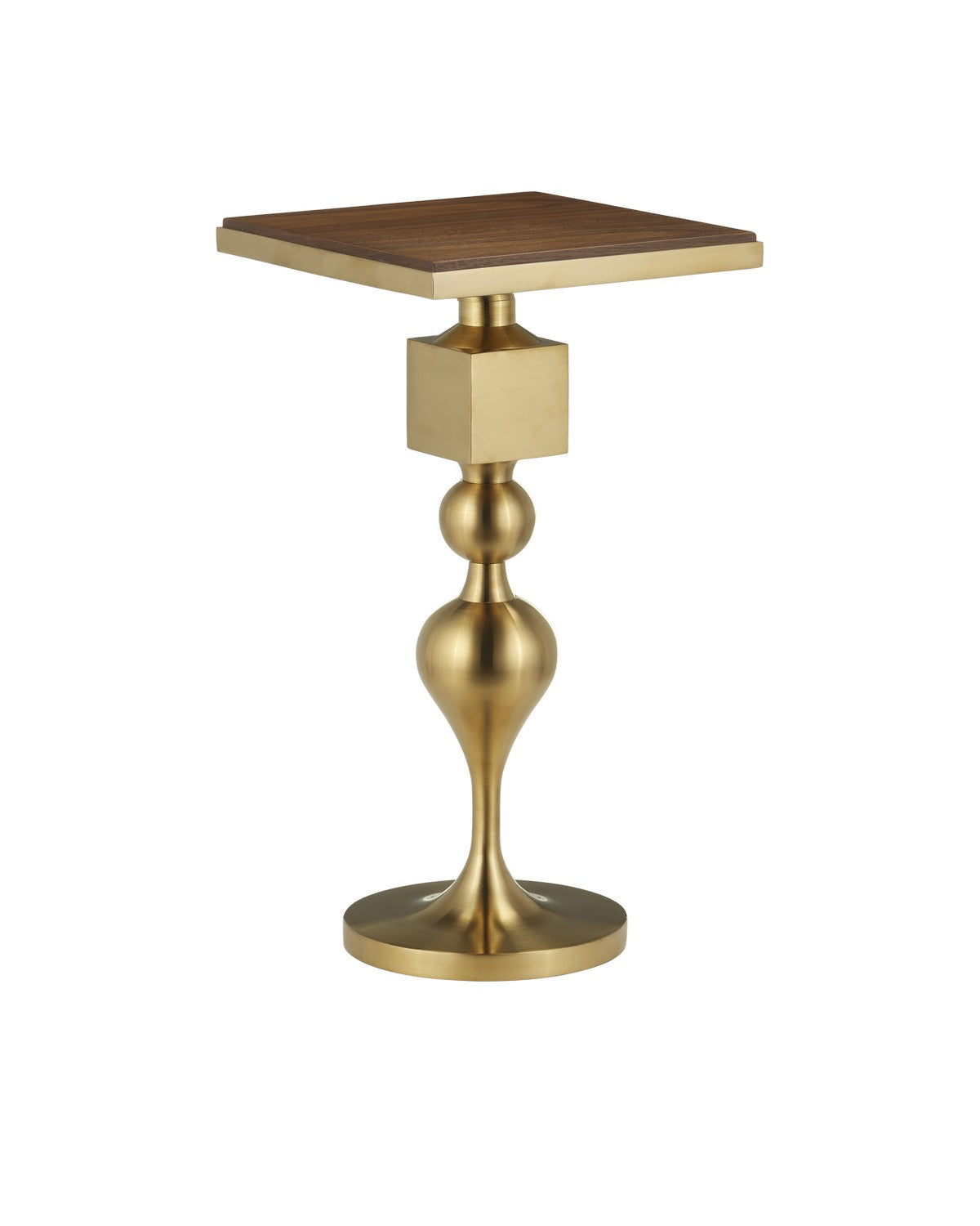 Currey and Company Accent Table from the Maeve Collection collection in Brushed Brass / Walnut finish