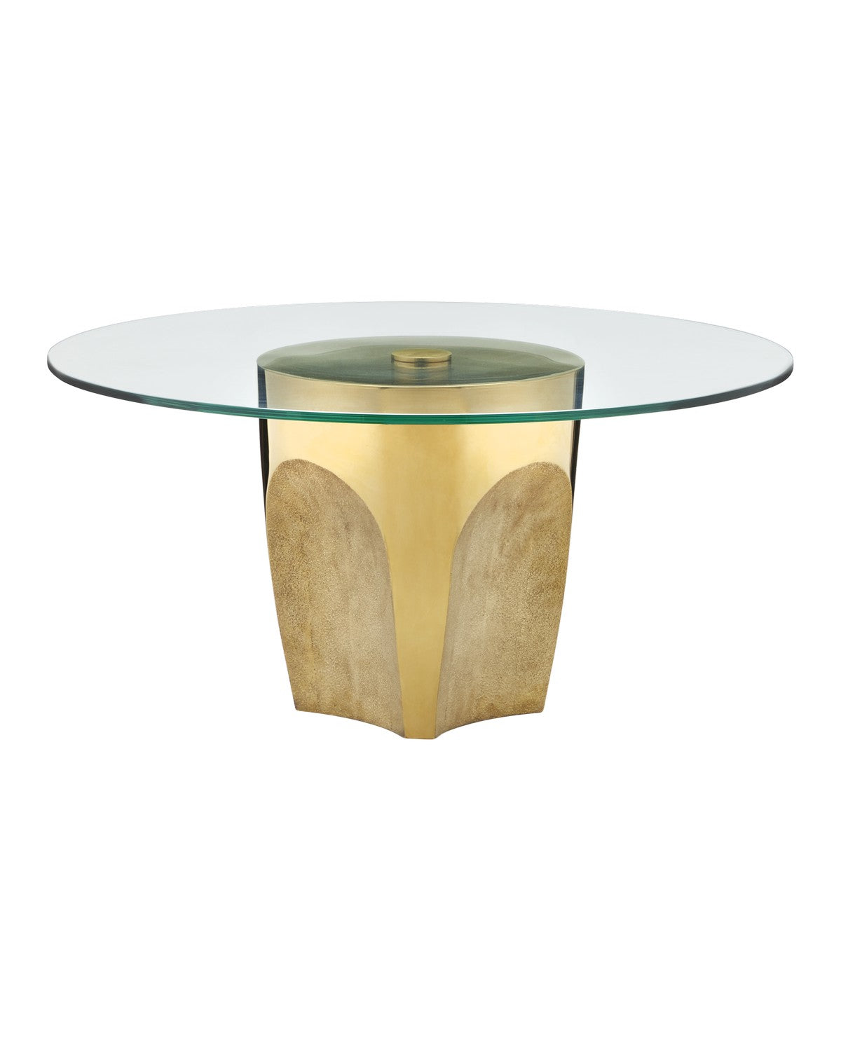 Currey and Company Cocktail Table from the Lemy Collection collection in Polished Brass / Clear finish