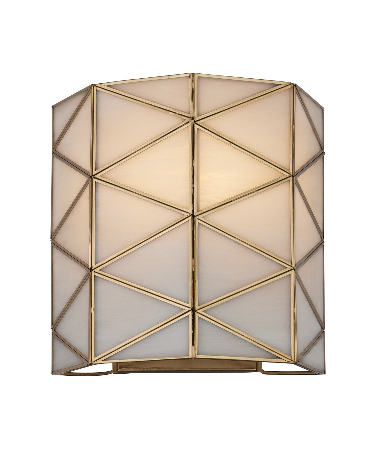 Currey and Company One Light Wall Sconce from the Polyhedron Collection collection in White / Antique Brass finish