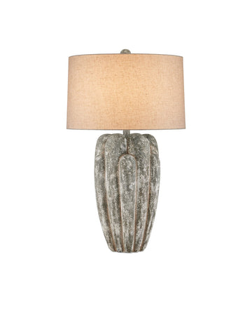Currey and Company One Light Table Lamp in Dark Gray / White Texture finish