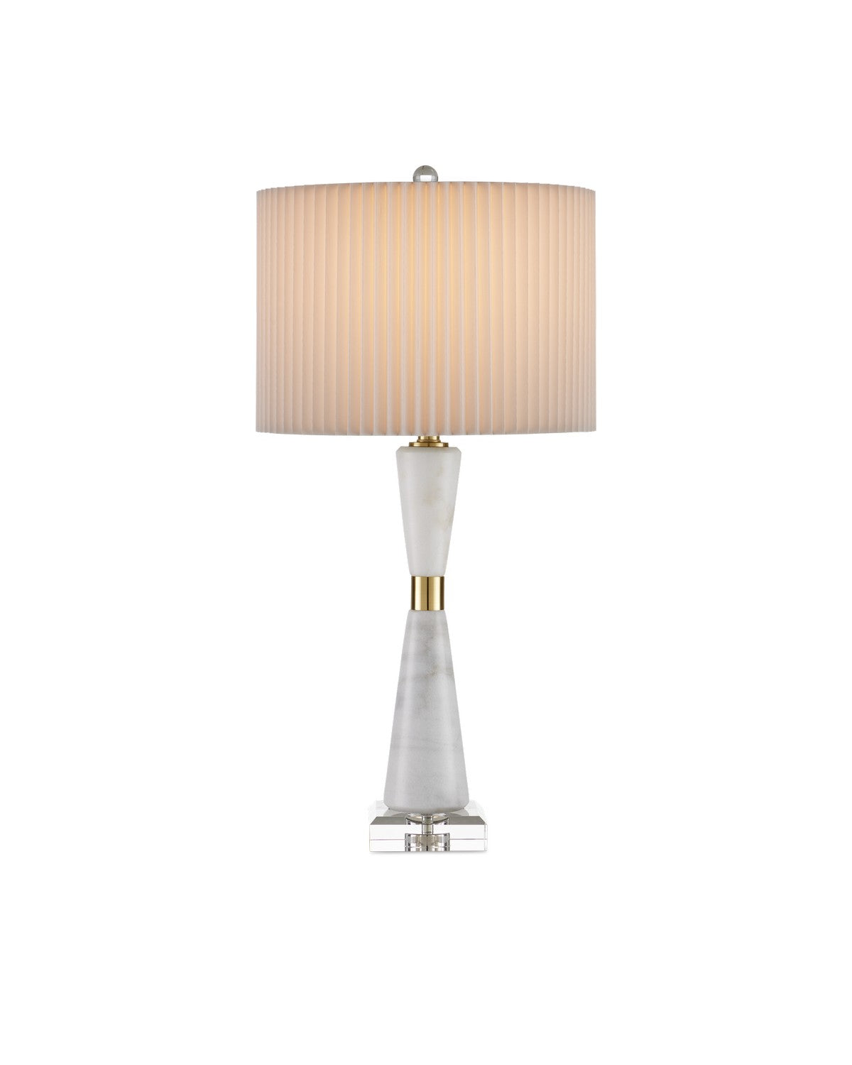 Currey and Company One Light Table Lamp from the Edelmar Collection collection in White / Clear / Natural Brass finish