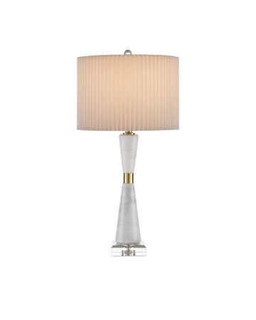 Currey and Company One Light Table Lamp from the Edelmar Collection collection in White / Clear / Natural Brass finish