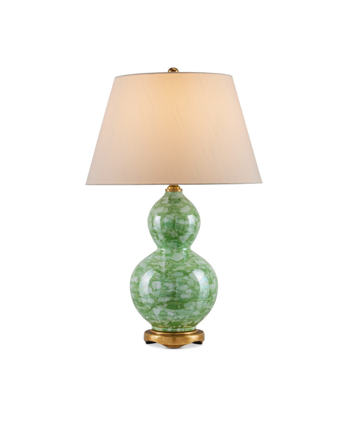 Currey and Company One Light Table Lamp in Green / Textured Antique Gold Leaf finish