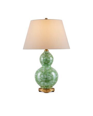 Currey and Company One Light Table Lamp in Green / Textured Antique Gold Leaf finish