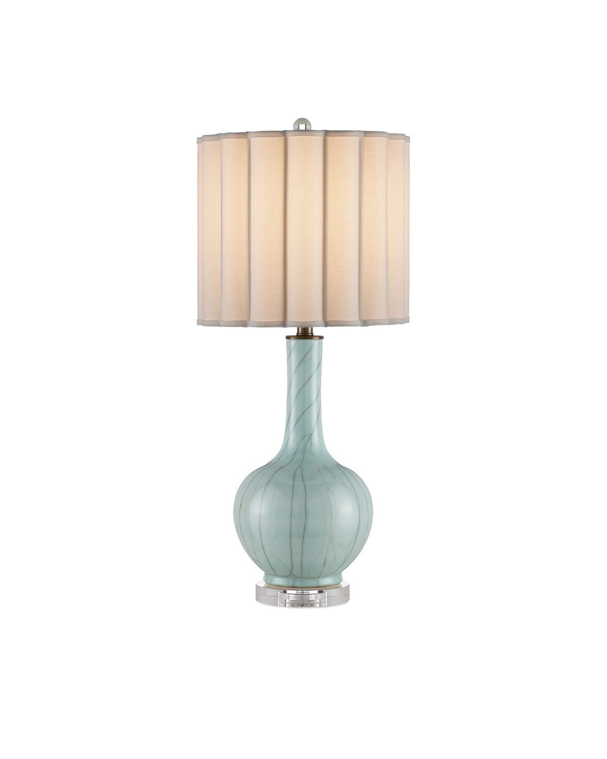 Currey and Company One Light Table Lamp from the Celadon Collection collection in Celadon Crackle / Clear / Antique Brass finish