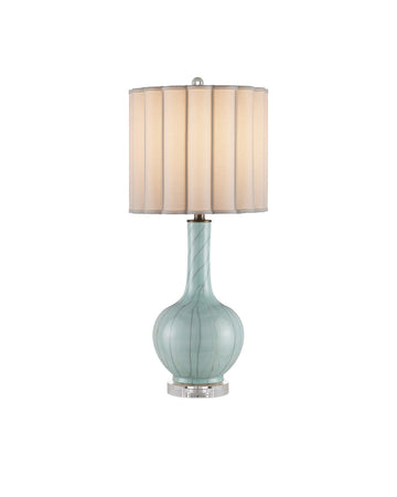 Currey and Company One Light Table Lamp from the Celadon Collection collection in Celadon Crackle / Clear / Antique Brass finish