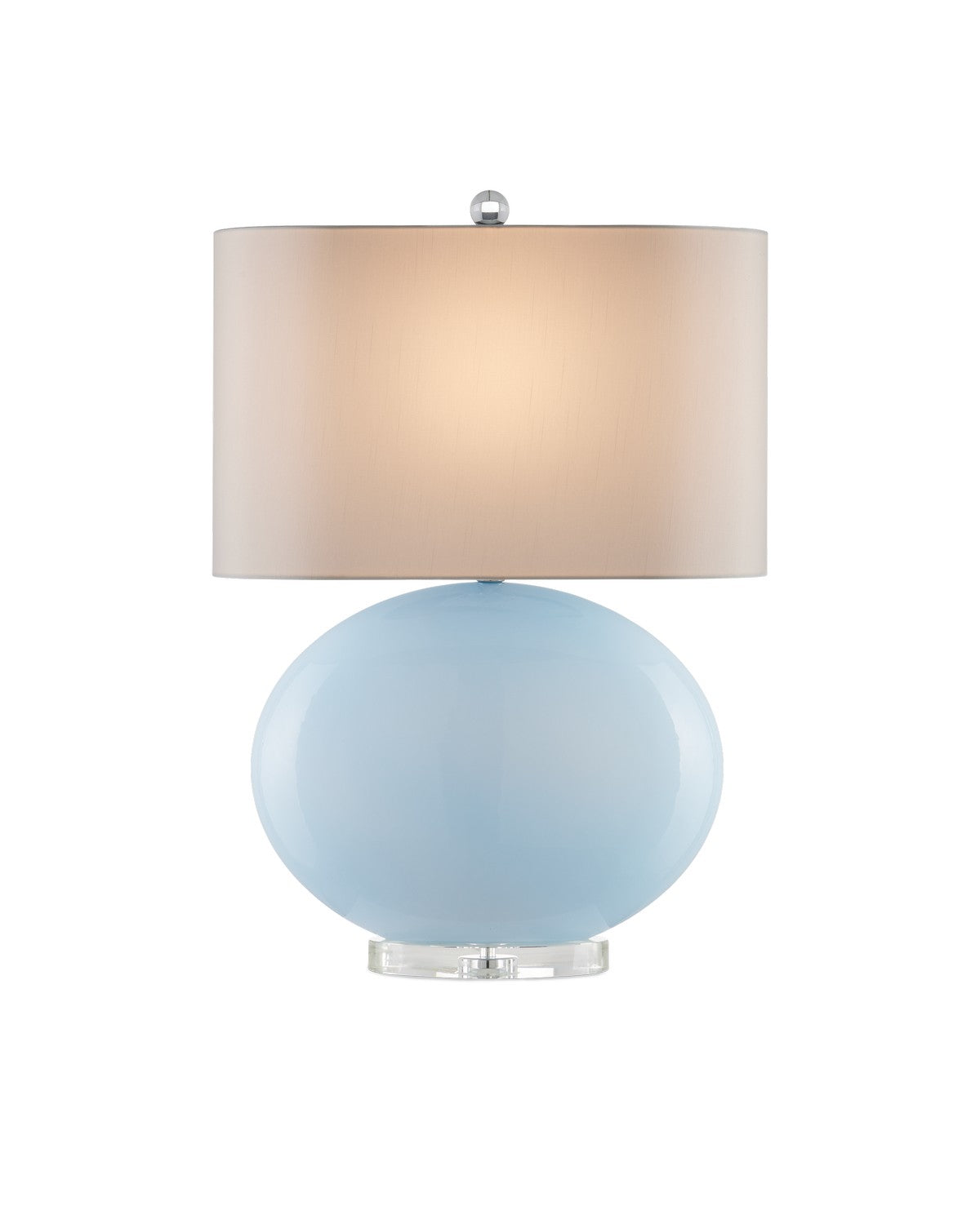 Currey and Company One Light Table Lamp in Light Blue / Clear / Polished Nickel finish