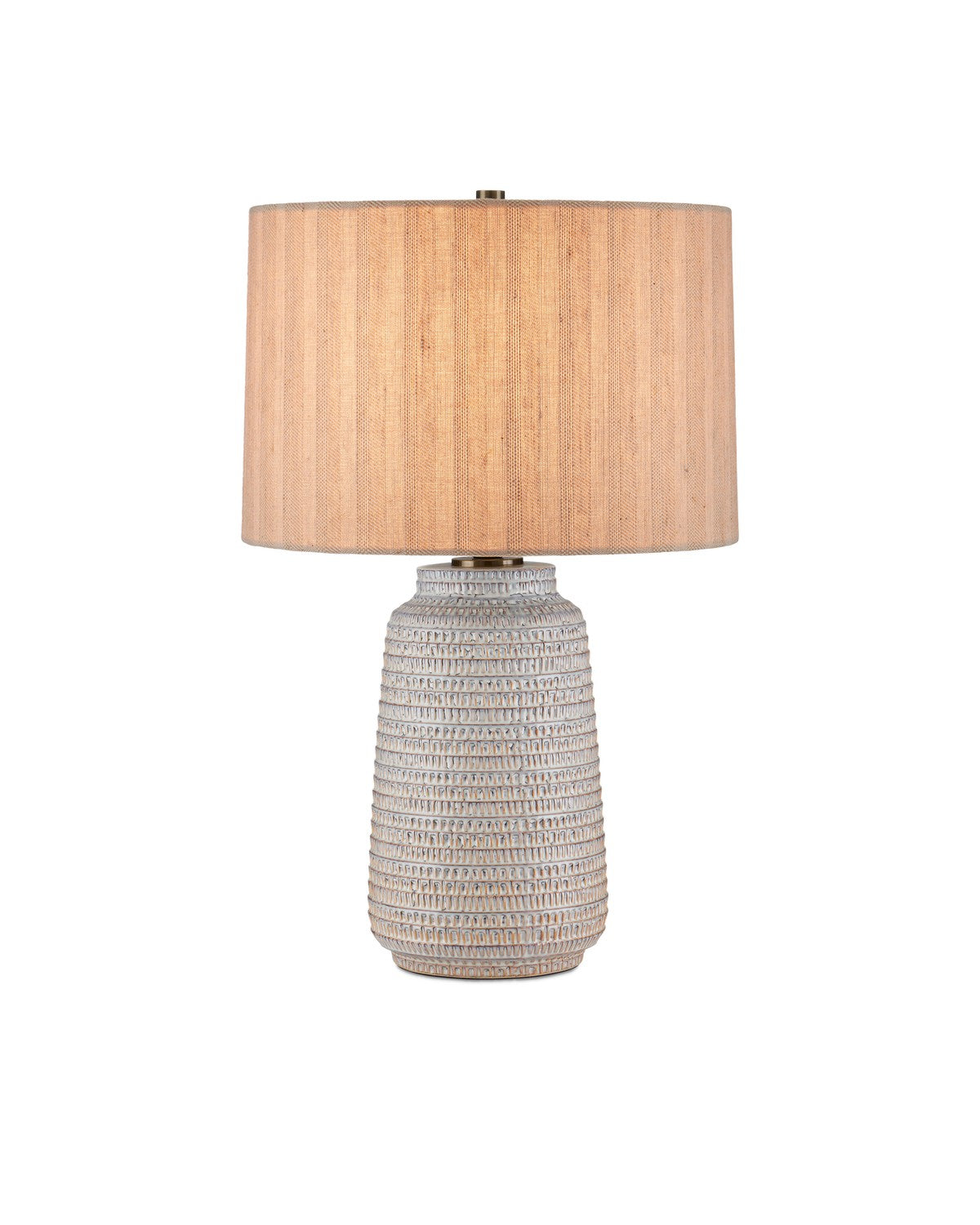 Currey and Company One Light Table Lamp in Off-White / Light Brown / Antique Brass finish