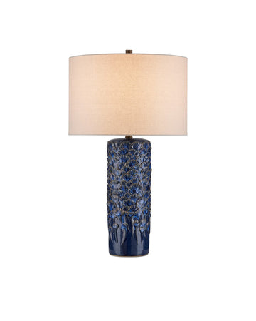 Currey and Company One Light Table Lamp in Dark Blue Reactive finish