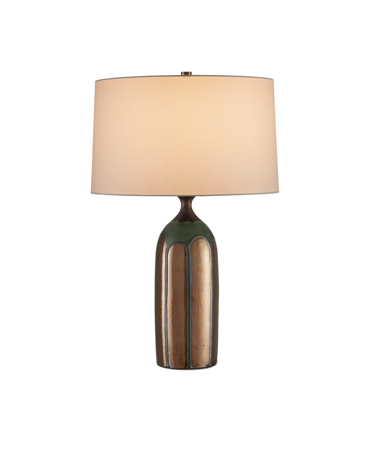 Currey and Company One Light Table Lamp in Dark Green / Copper finish