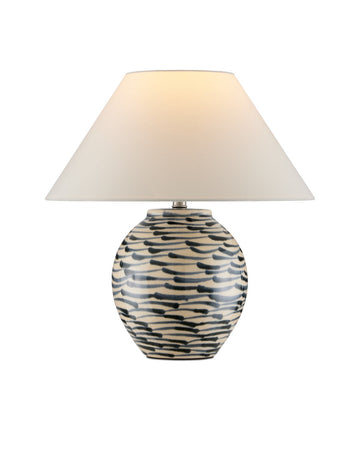 Currey and Company One Light Table Lamp in Navy Blue / Beige finish