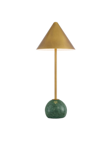 Currey and Company LED Table Lamp in Antique Brass / Green finish