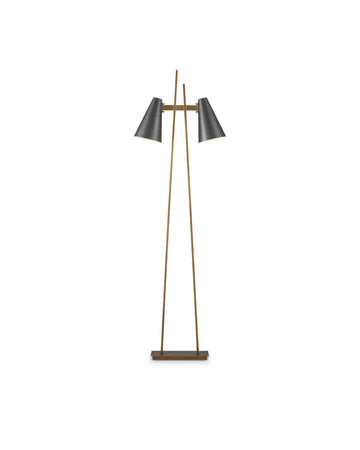 Currey and Company LED Floor Lamp in Oil Rubbed Bronze / Antique Brass finish