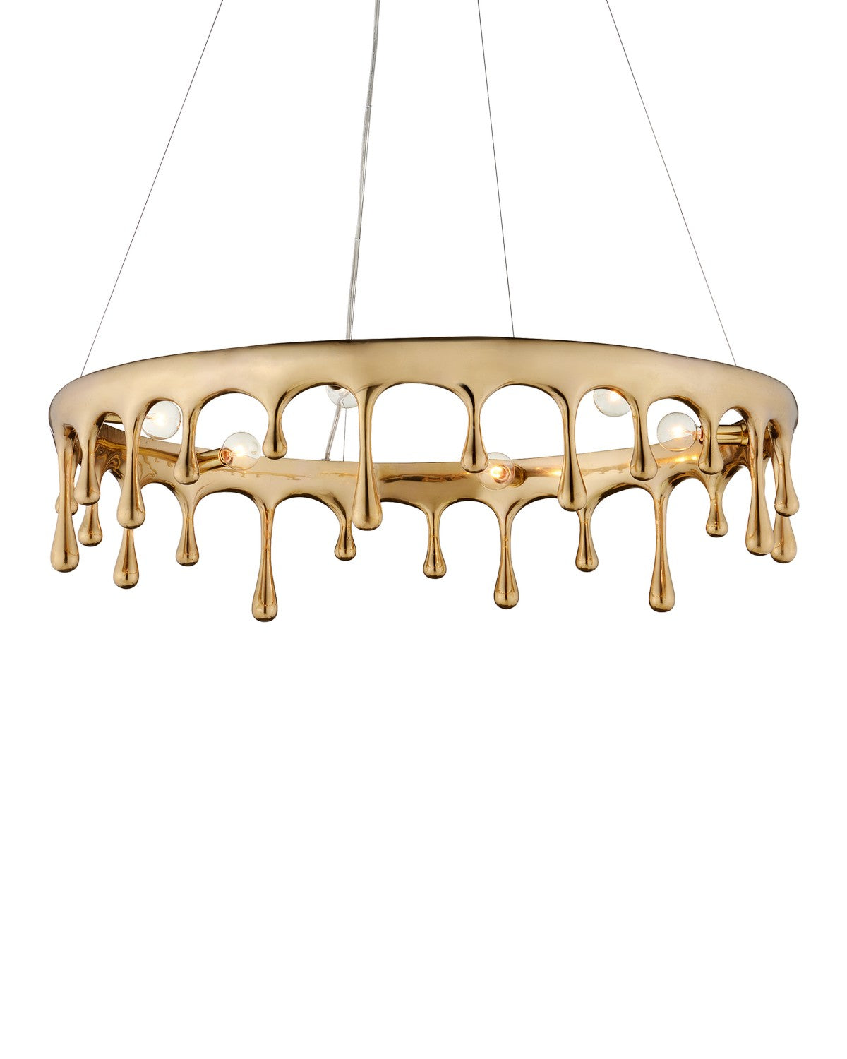 Currey and Company Six Light Chandelier in Polished Brass finish