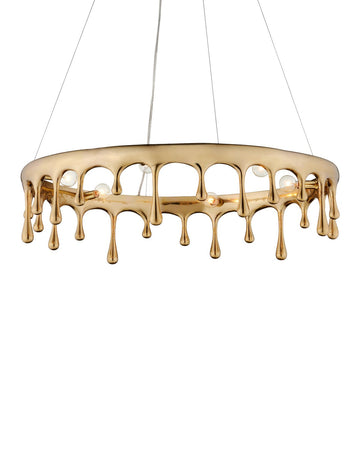 Currey and Company Six Light Chandelier in Polished Brass finish