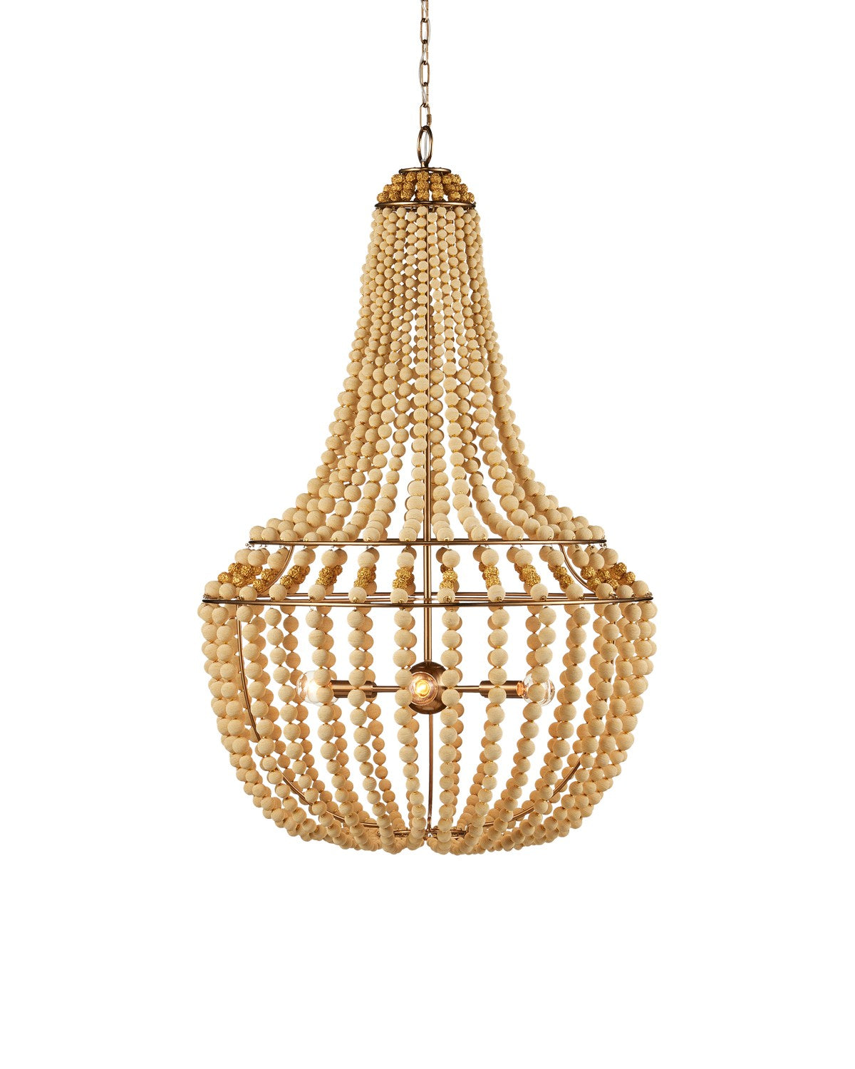 Currey and Company Six Light Chandelier from the Penelope Collection collection in Beige / Antique Brass finish