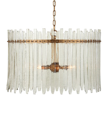 Currey and Company Six Light Chandelier from the Electra Collection collection in Clear / Antique Brass finish