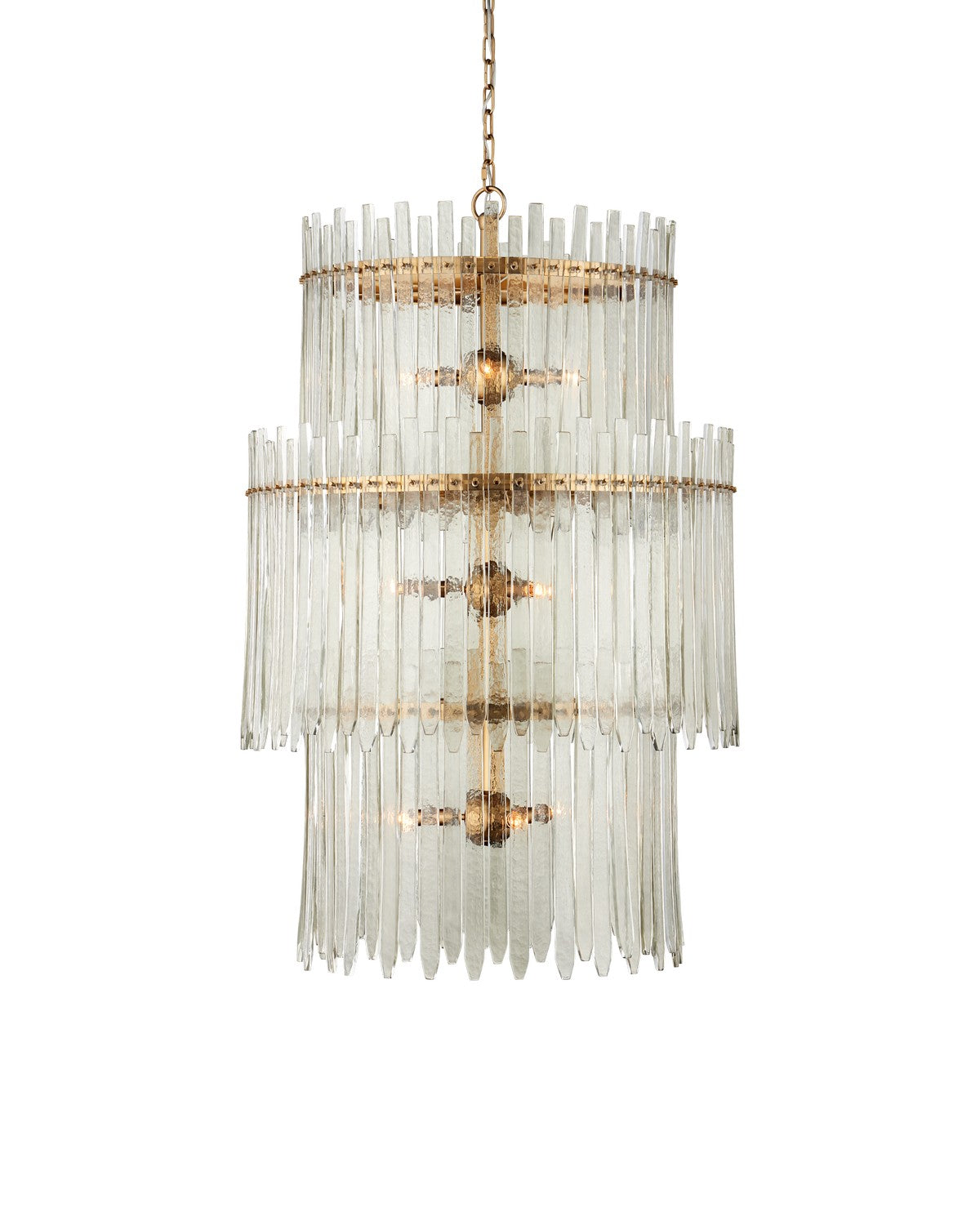 Currey and Company Nine Light Chandelier from the Electra Collection collection in Clear / Antique Brass finish