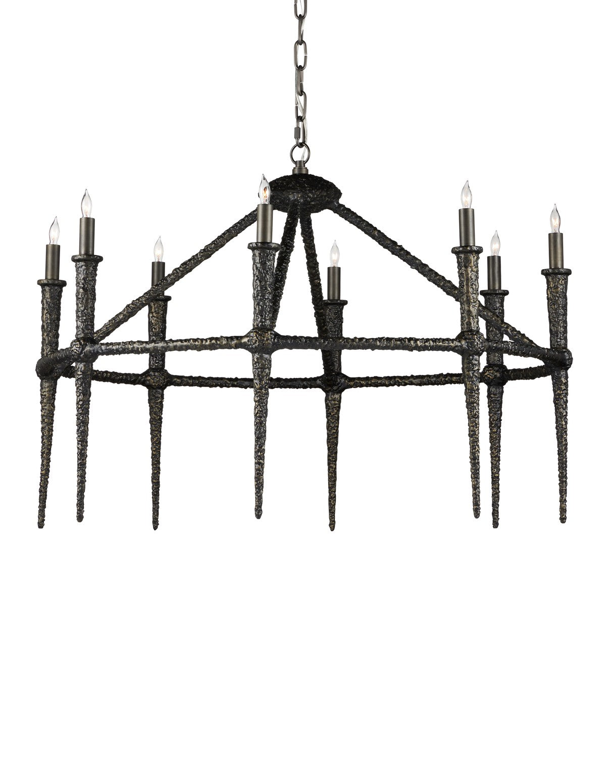 Currey and Company Eight Light Chandelier from the Blackthorn Collection collection in Aged Bronze finish