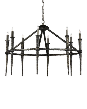 Currey and Company Eight Light Chandelier from the Blackthorn Collection collection in Aged Bronze finish