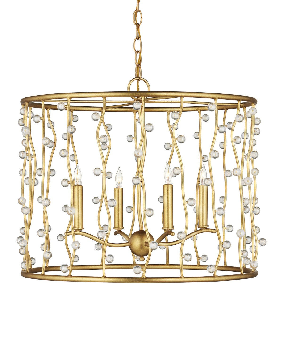 Currey and Company Four Light Chandelier in Contemporary Gold Leaf / Contemporary Gold / Clear finish