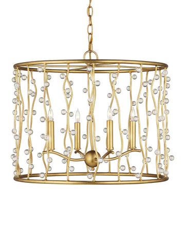 Currey and Company Four Light Chandelier in Contemporary Gold Leaf / Contemporary Gold / Clear finish