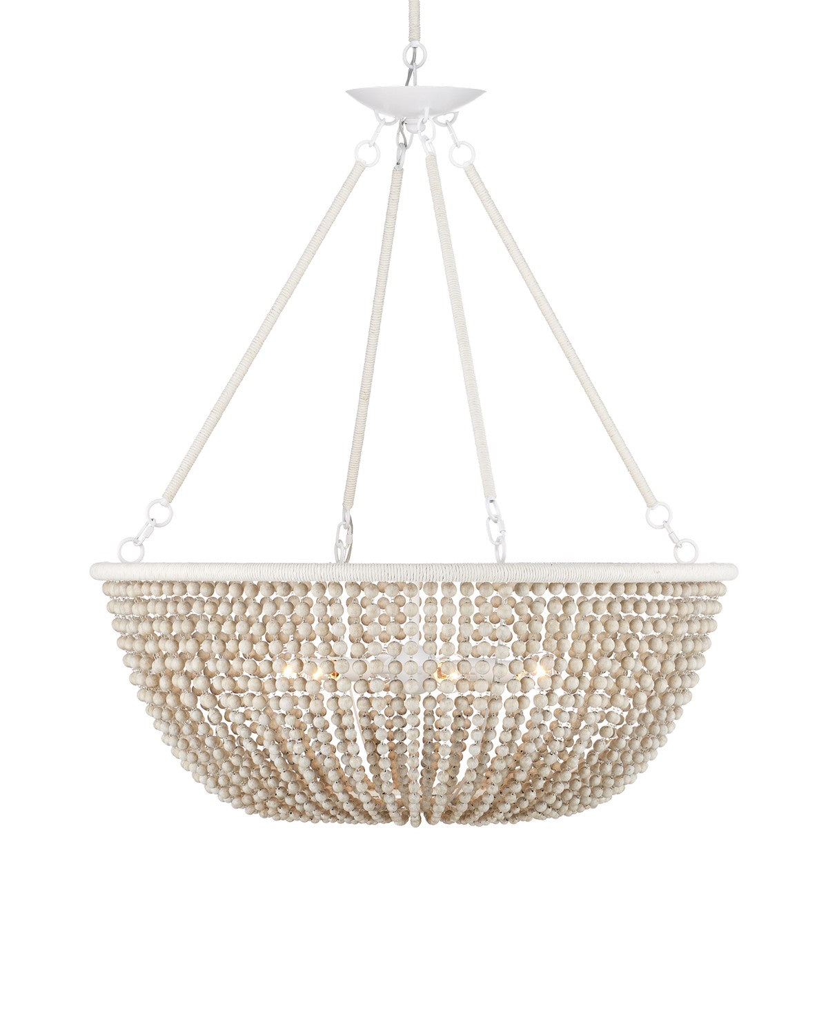 Currey and Company Six Light Chandelier in Sugar White / Sandstone / White finish