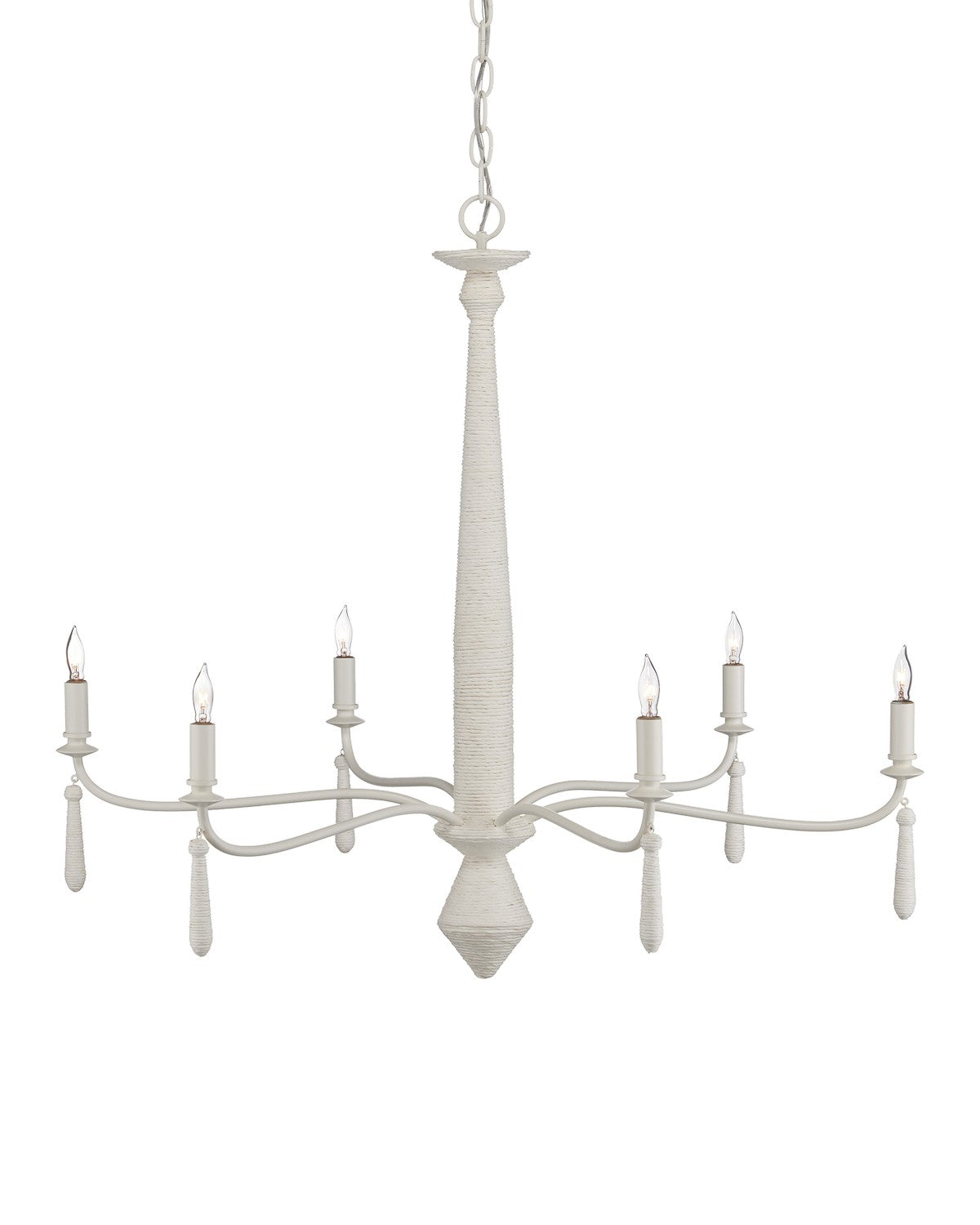Currey and Company Six Light Chandelier in Snow White / White finish