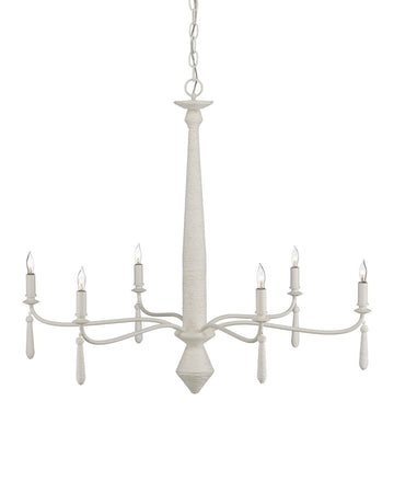 Currey and Company Six Light Chandelier in Snow White / White finish