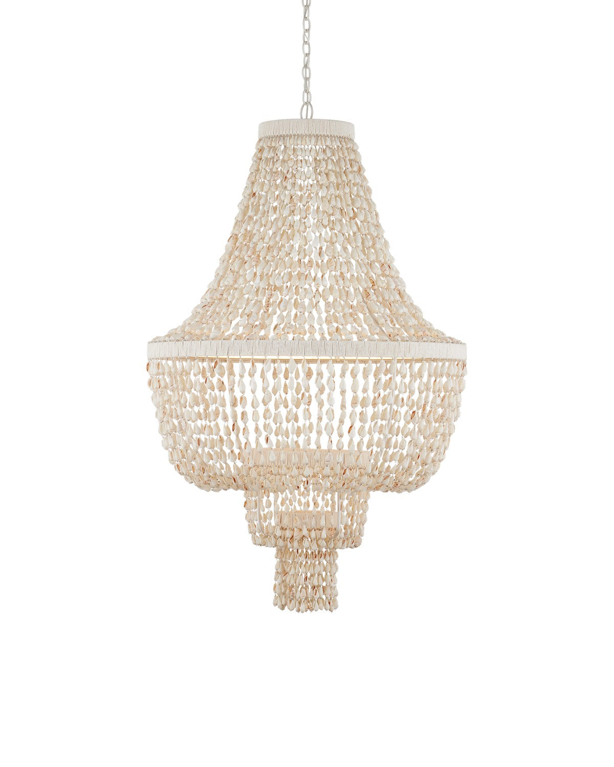 Currey and Company LED Chandelier in Natural / Pearlized White / White finish