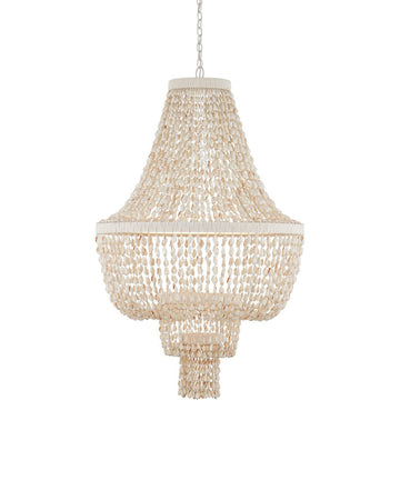 Currey and Company LED Chandelier in Natural / Pearlized White / White finish