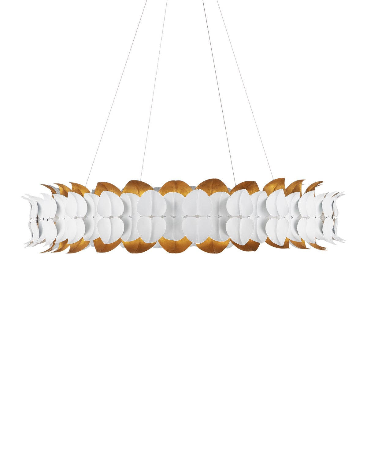 Currey and Company LED Chandelier in Gesso White / Contemporary Gold finish