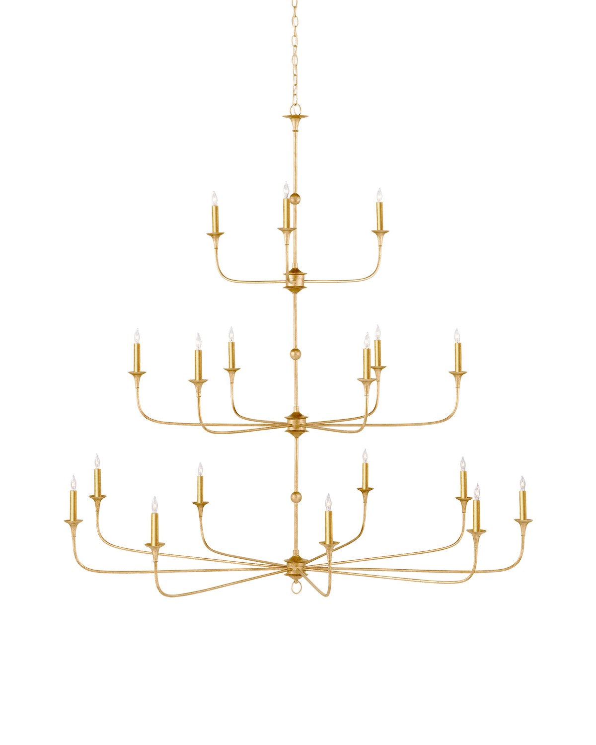 Currey and Company 18 Light Chandelier from the Nottaway Collection collection in Contemporary Gold Leaf / Contemporary Gold finish