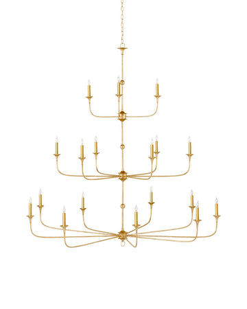 Currey and Company 18 Light Chandelier from the Nottaway Collection collection in Contemporary Gold Leaf / Contemporary Gold finish