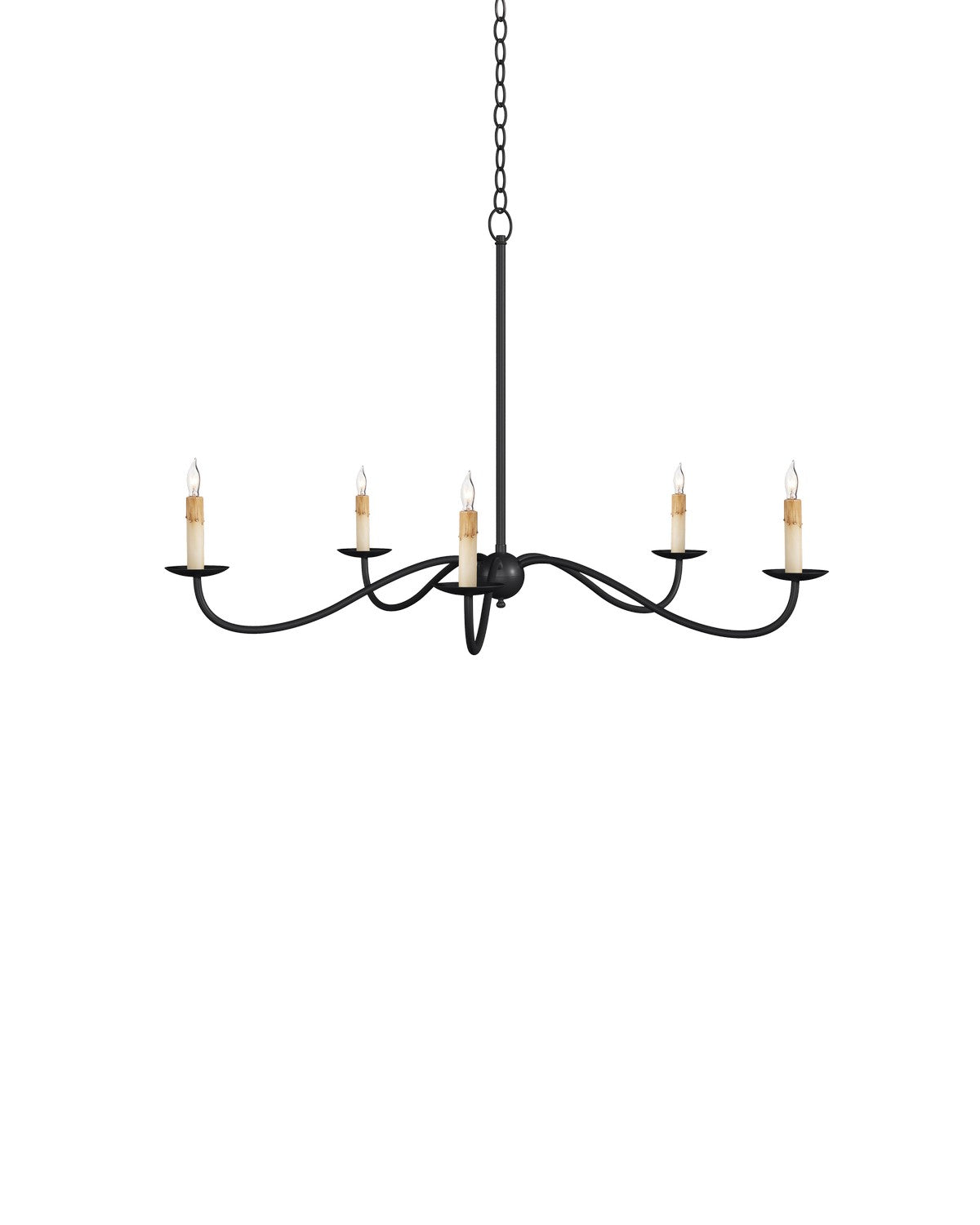 Currey and Company Five Light Chandelier from the Saxon Collection collection in Zanzibar Black finish