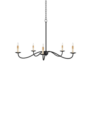 Currey and Company Five Light Chandelier from the Saxon Collection collection in Zanzibar Black finish