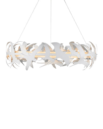 Currey and Company LED Chandelier in Gesso White finish