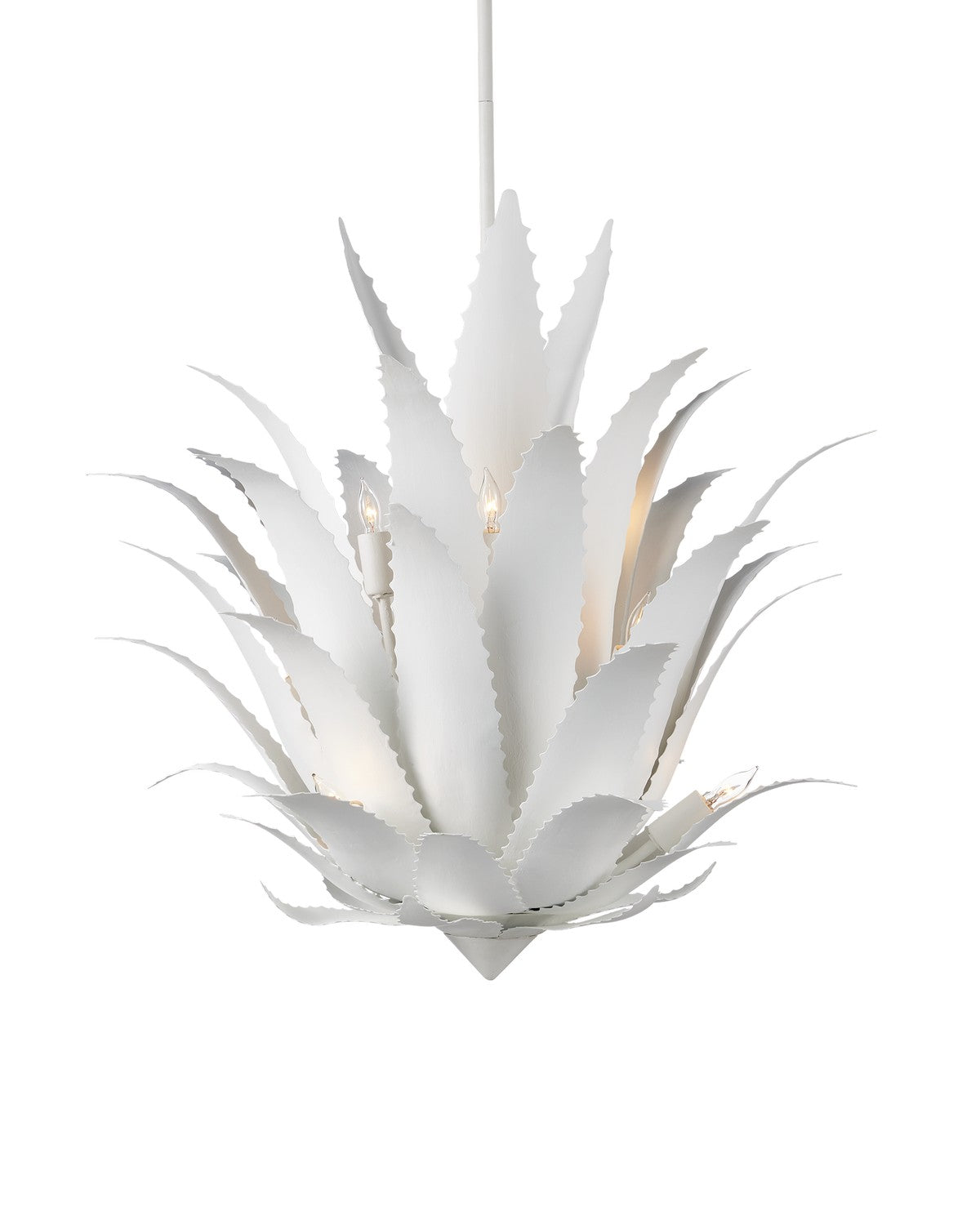 Currey and Company Nine Light Chandelier from the Agave Collection collection in Gesso White finish
