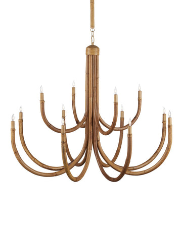 Currey and Company 12 Light Chandelier in Natural / Saddle Tan finish