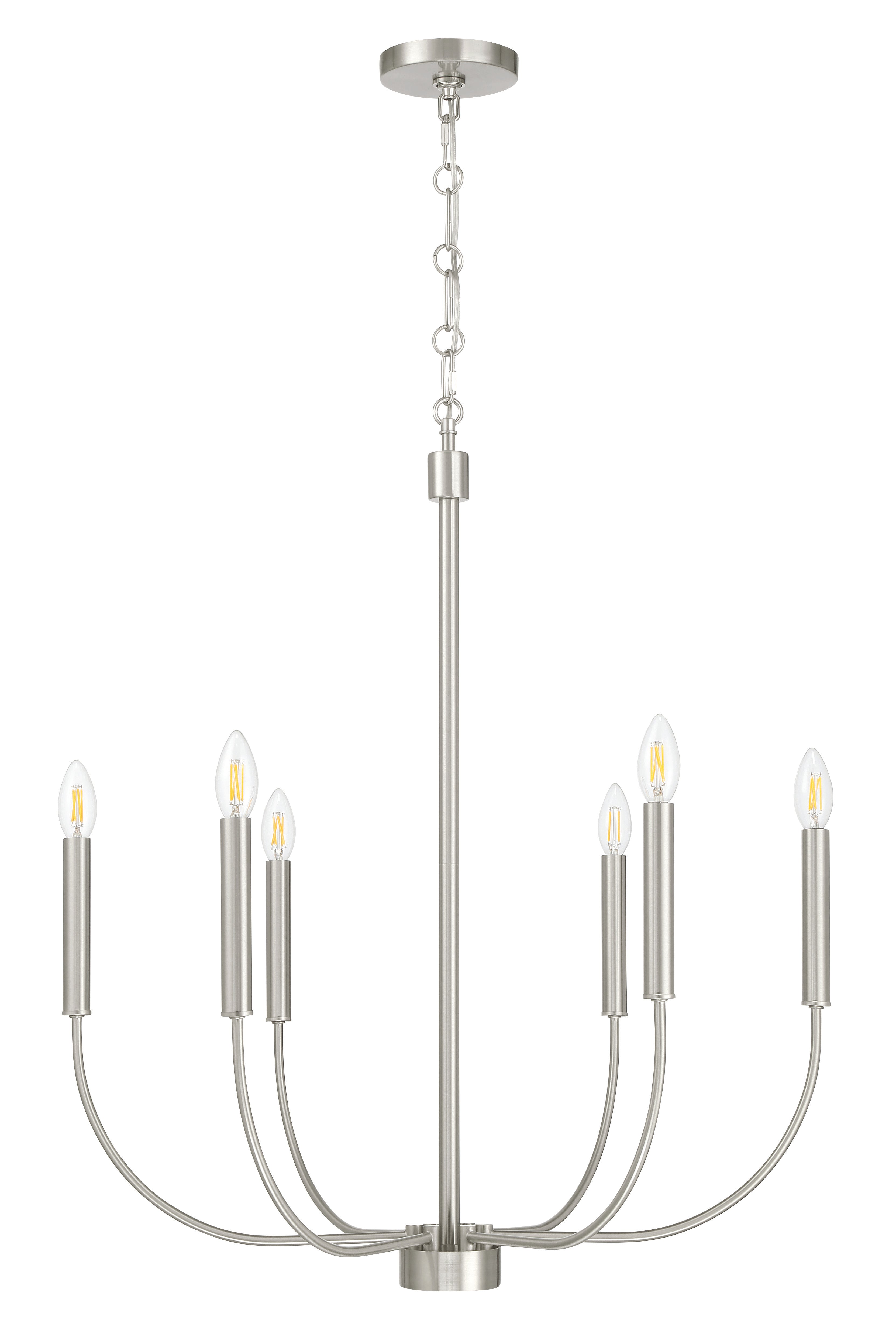 Craftmade Six Light Chandelier from the Traci collection in Brushed Polished Nickel finish