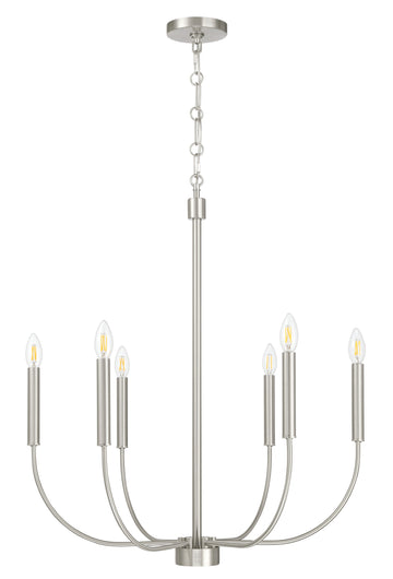 Craftmade Six Light Chandelier from the Traci collection in Brushed Polished Nickel finish