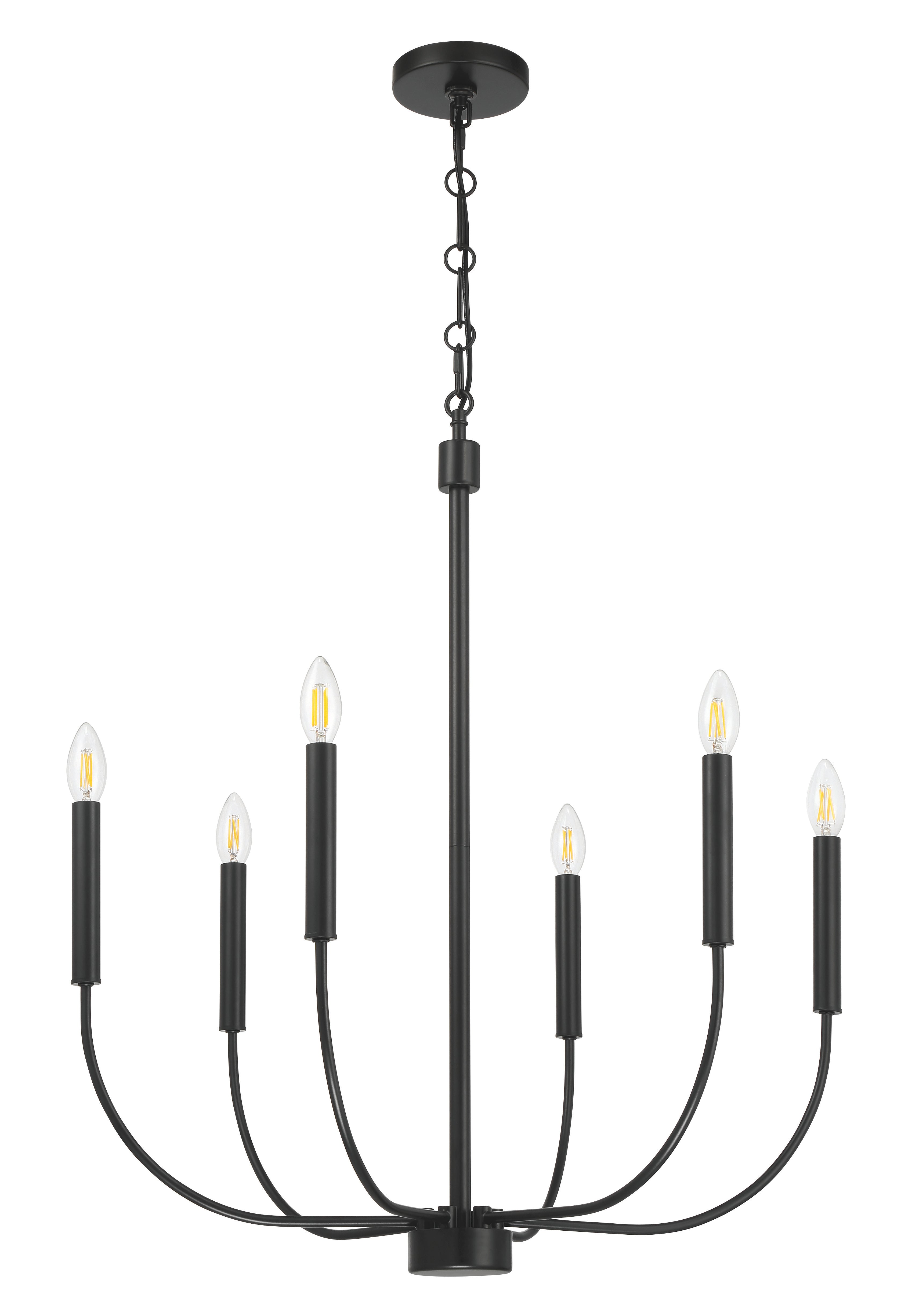 Craftmade Six Light Chandelier from the Traci collection in Flat Black finish