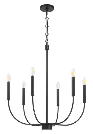 Craftmade Six Light Chandelier from the Traci collection in Flat Black finish