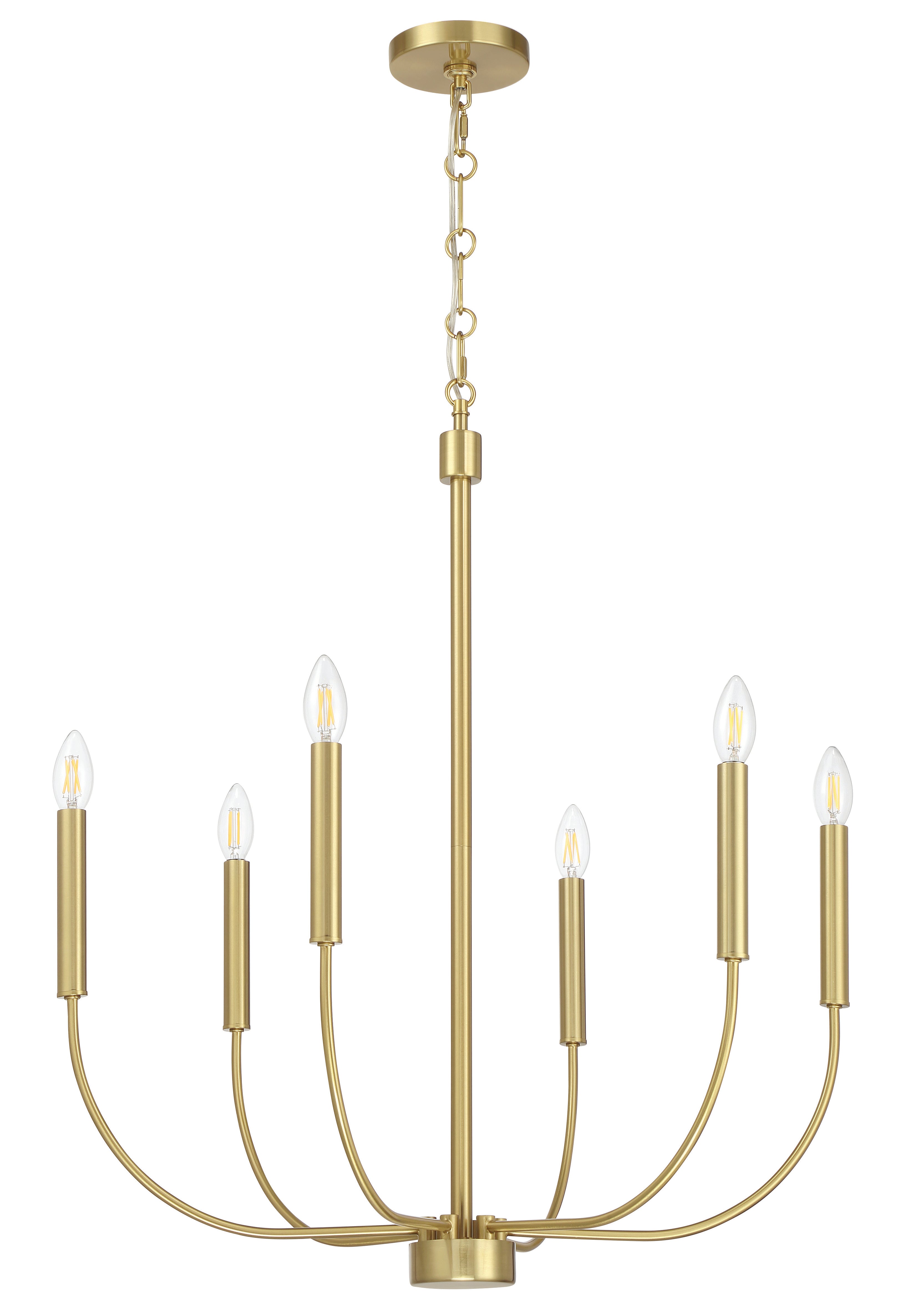 Craftmade Six Light Chandelier from the Traci collection in Satin Brass finish