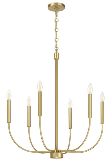 Craftmade Six Light Chandelier from the Traci collection in Satin Brass finish