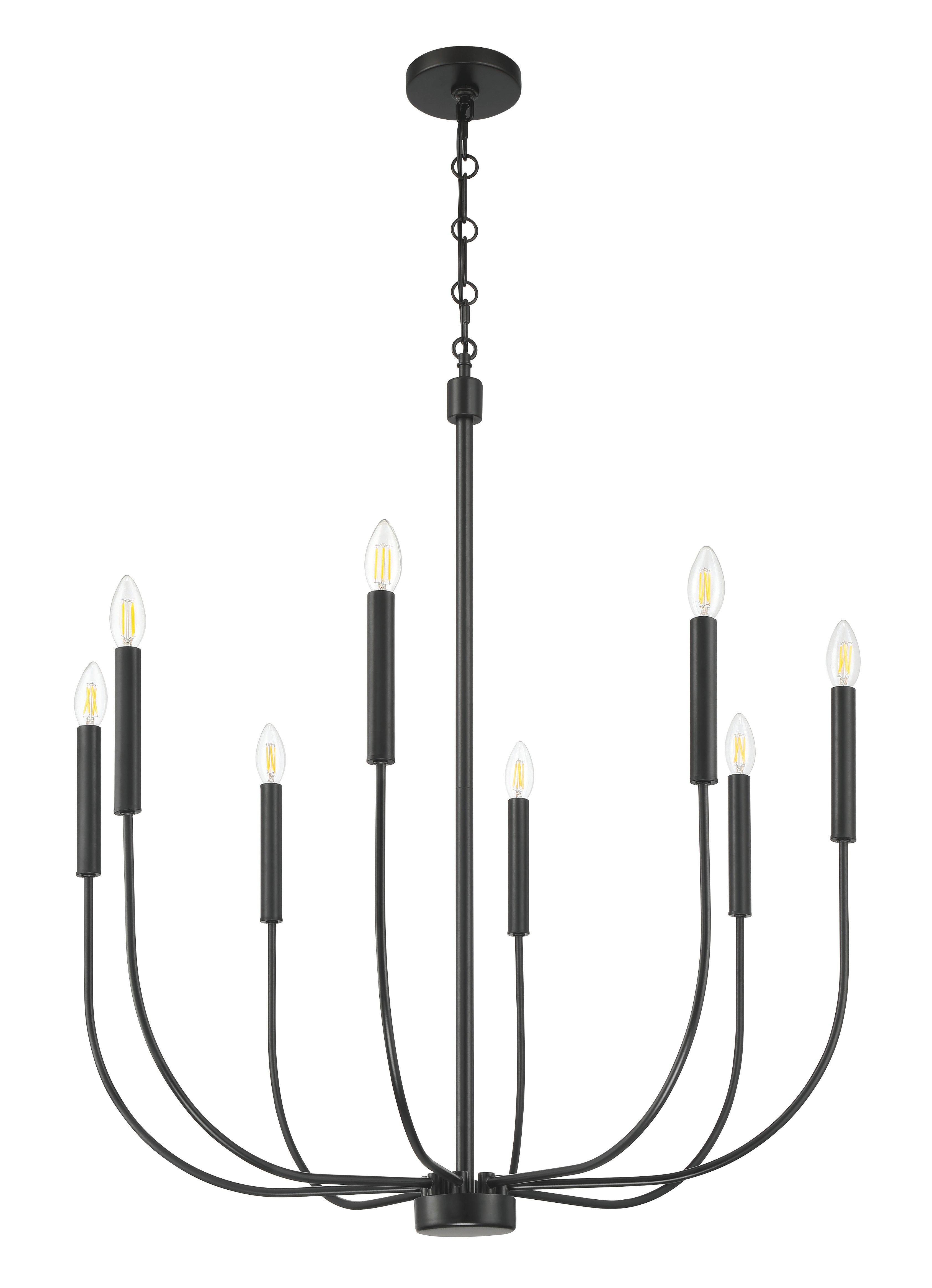 Craftmade Eight Light Chandelier from the Traci collection in Flat Black finish