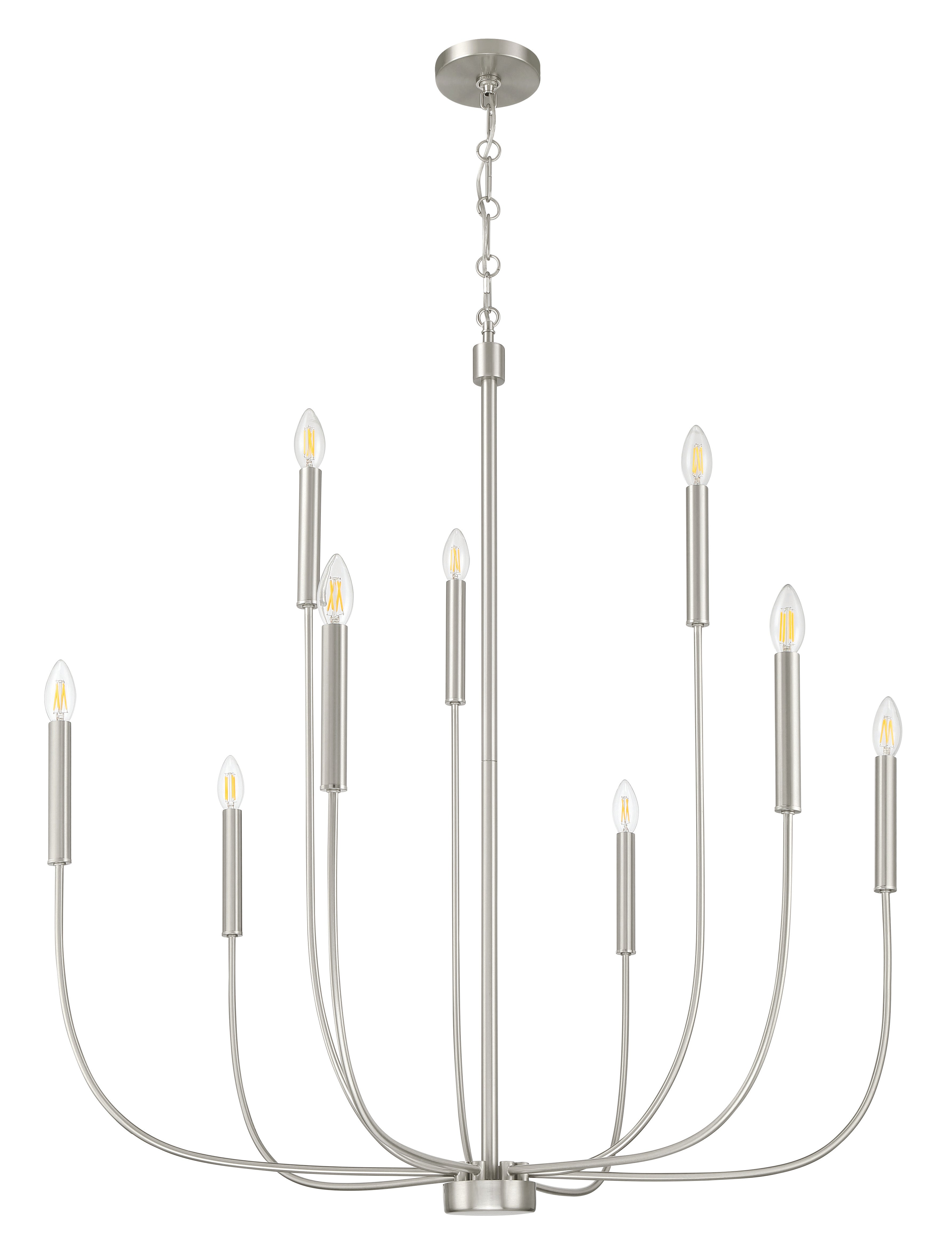 Craftmade Nine Light Chandelier from the Traci collection in Brushed Polished Nickel finish