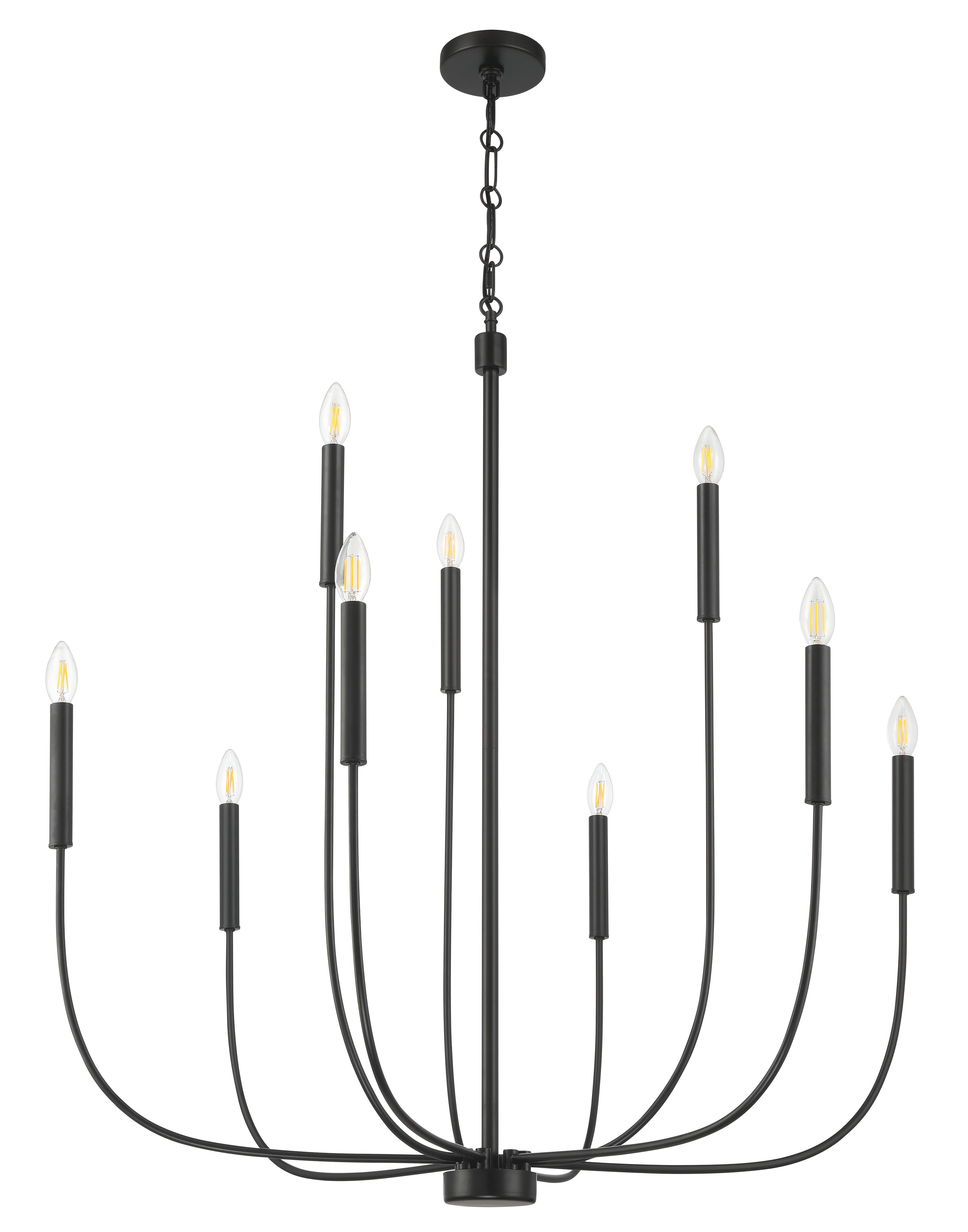 Craftmade Nine Light Chandelier from the Traci collection in Flat Black finish